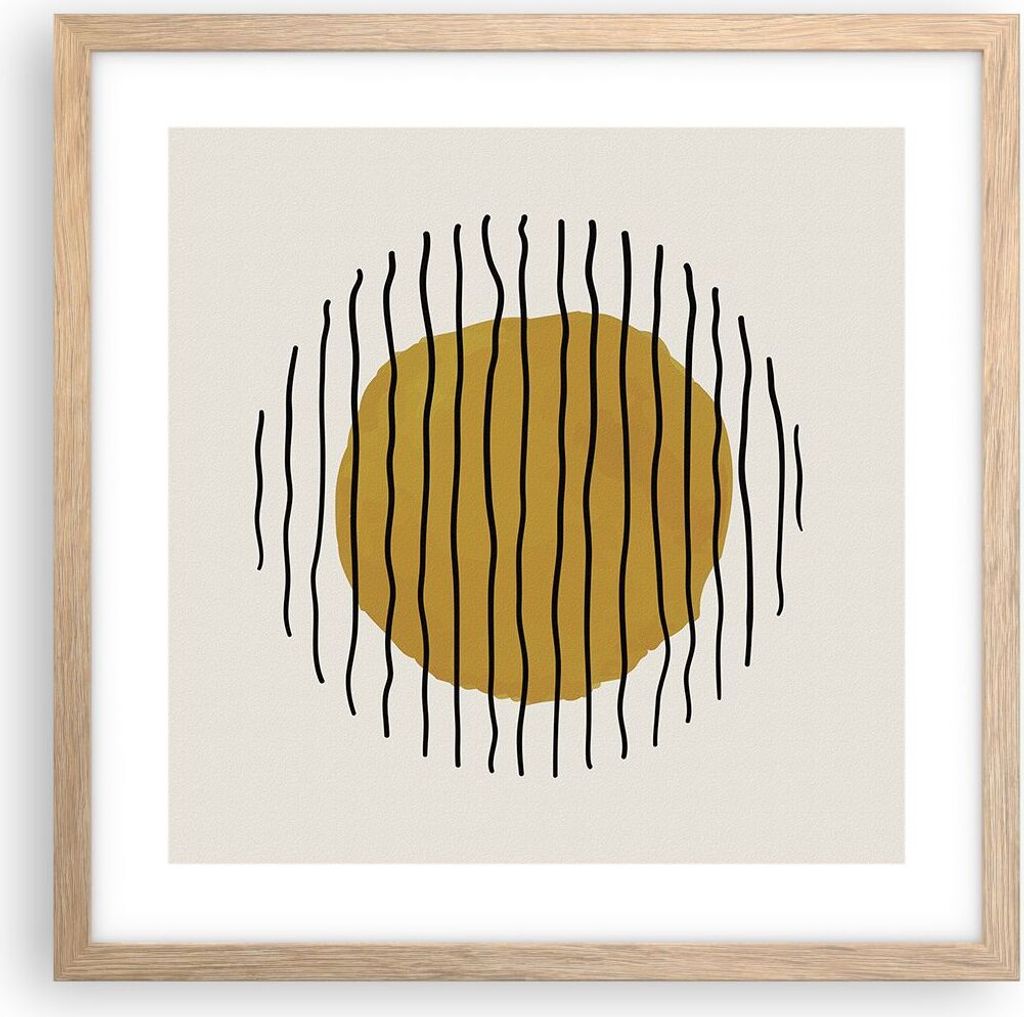 Gerahmtes Poster - Rahmen in heller Eiche - Modern Piece Linear - 40x40 cm - Wand Bild - Wanddeko - Wandbilder - Kunstposter - Wandposter - Bilderr...