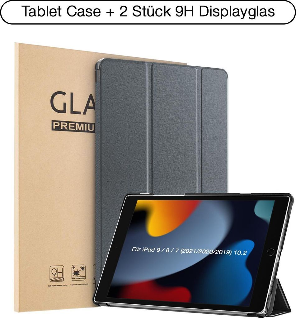 Schutzhülle + 2x 9H Display Glas für iPad 7/8/9 Generation Produktbild 