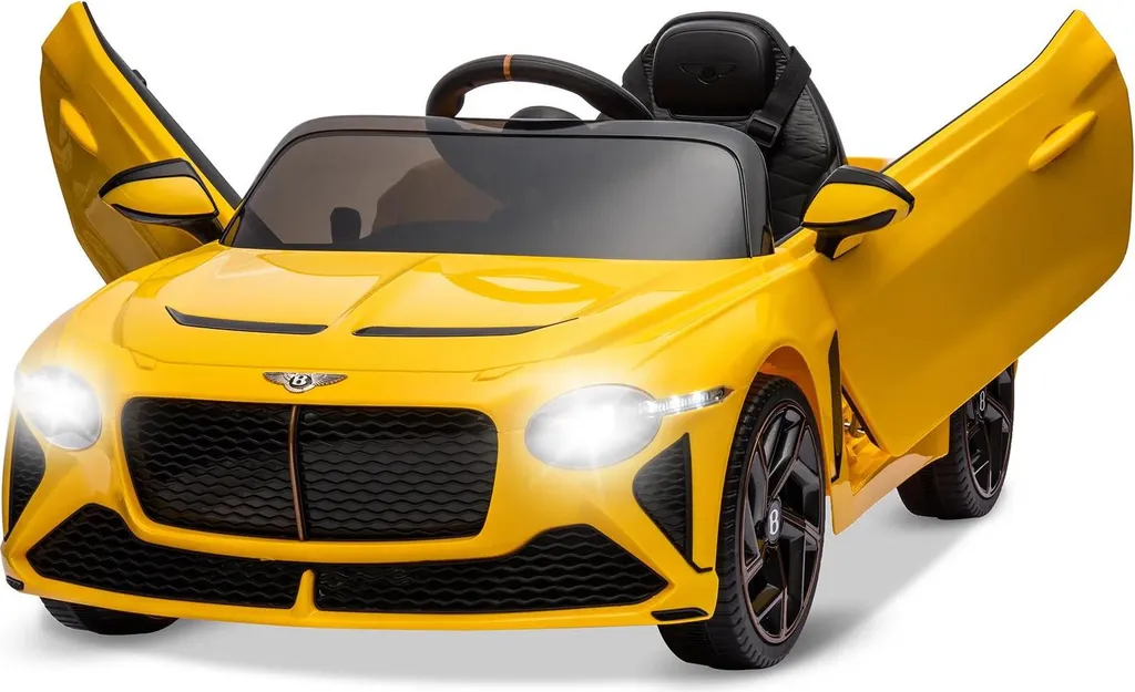 Voiture électrique pour enfants 12V jaune, véhicule sport à batterie
