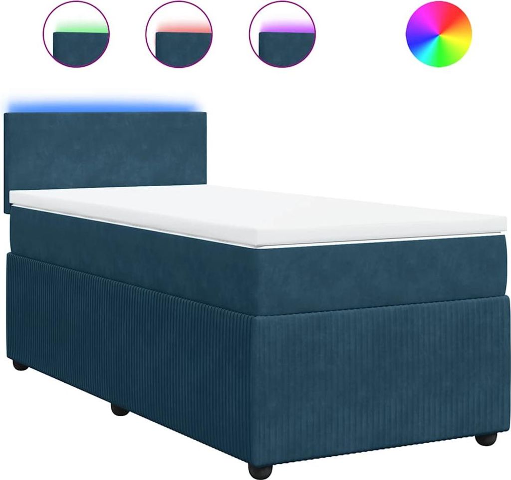 vidaXL Boxspringbett mit Matratze Blau 100x200 cm Samt