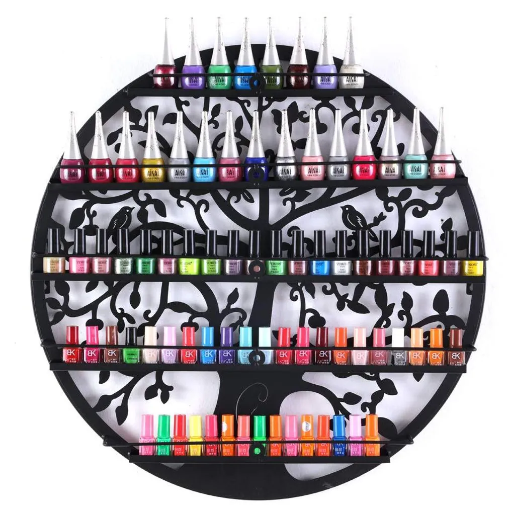 Organiseur pour Vernis à Ongles Mural Rond 5 Étages en Acier Renforcé