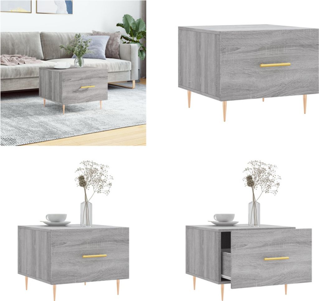 vidaXL Couchtisch Grau Sonoma 50x50x40 cm Holzwerkstoff - Couchtisch - Couchtische - Beistelltisch - Beistelltische