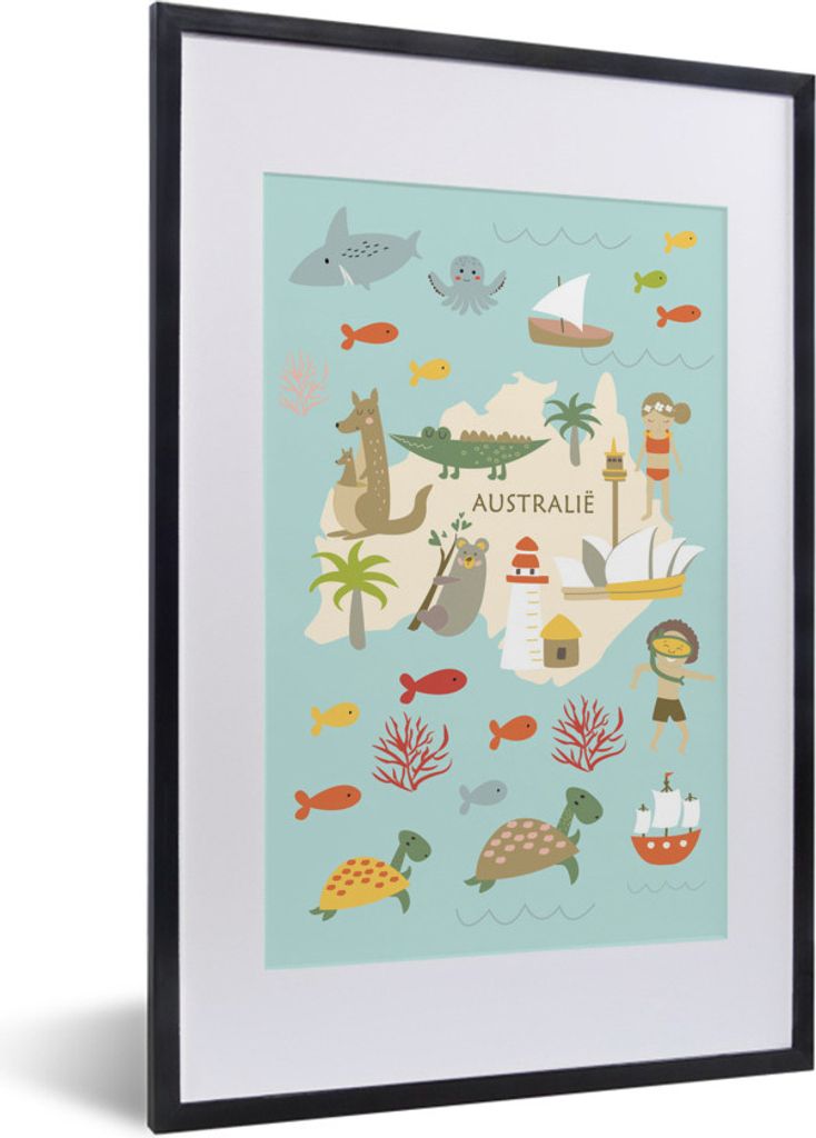 MuchoWow® MuchoWow® Gerahmtes Poster Weltkarte Kinder - Produktbild 