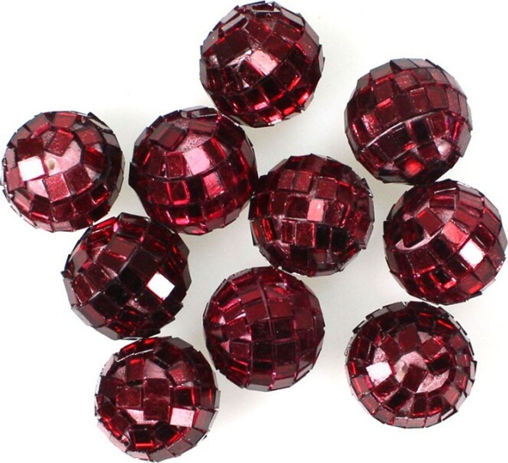10 Spiegelkugeln Ø20mm Spiegelball Streudeko Tischdeko Glitzerball Spiegel Mosaik, Farbe:königsrot dunkelrot