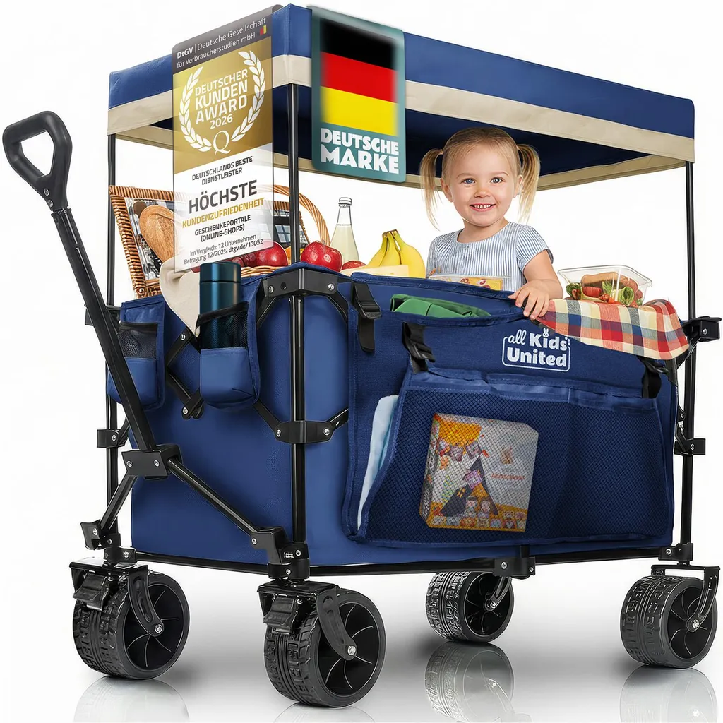 Chariot pliable bleu pour camping et pique-nique transport de charges