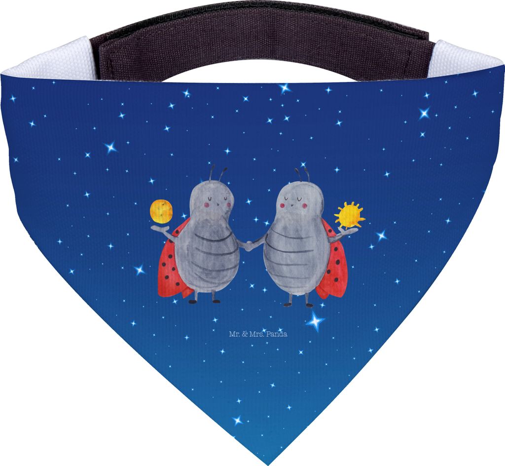 Mr. & Mrs. Panda Hundehalstuch Sternzeichen Zwilling - Sternenhimmel Blau - Geschenk, Tuch, Zwillinge, Halstuch Hund, Hunde, Glückskäfer, Marienk...