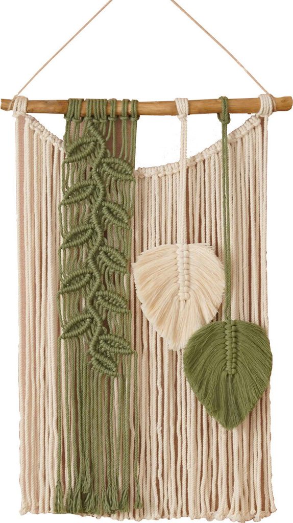 Makramee Wandbehang Blatt Feder Tapisserie Boho Deko  Produktbild 