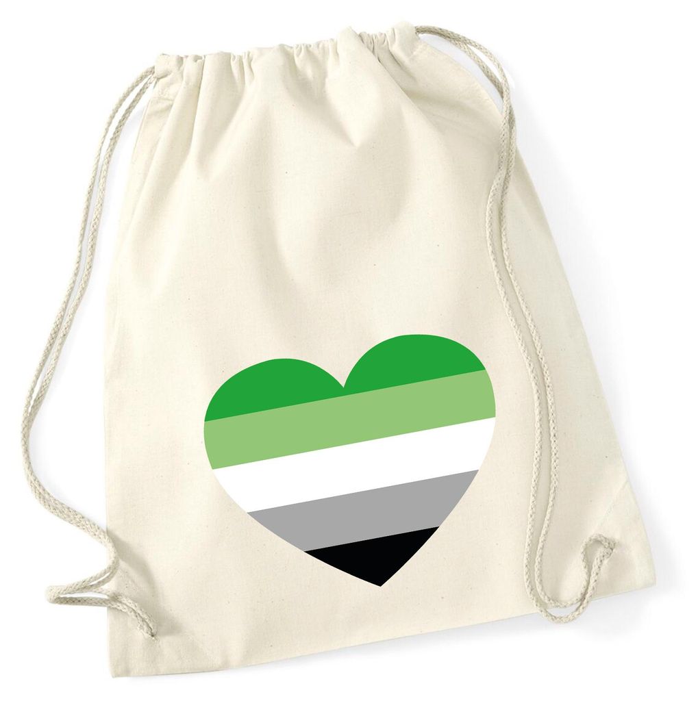 Huuraa Turnbeutel Aromantische Pride Flagge LGBTQ Herz 12 Liter Natural Baumwolle Rucksack Geschenkidee
