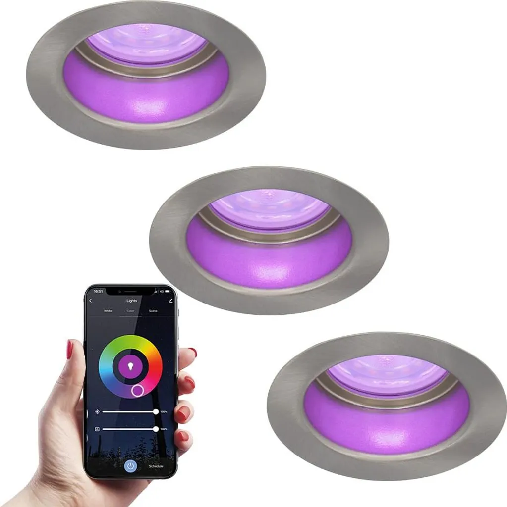 Spot LED Connecté IP65 Anti-Rouille pour Zone Humide RGBWW GU10 Set x3