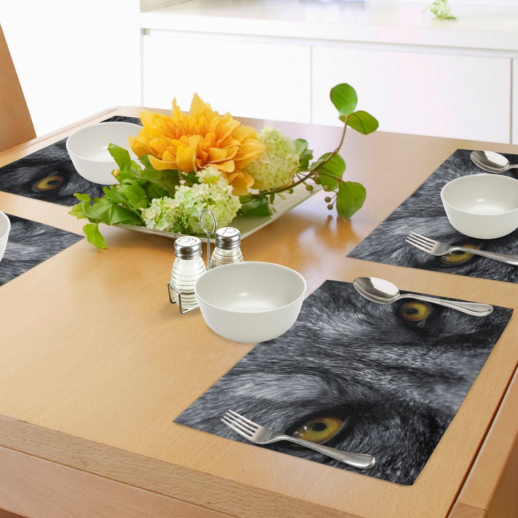 ABAKUHAUS Auge Platzmatten, Gefährliche Säugetieraugen des Wilden Wolf-aggressiven Raubtier-Fleischfresser-Bild-Druckes, Waschbarer und Farbfeste...