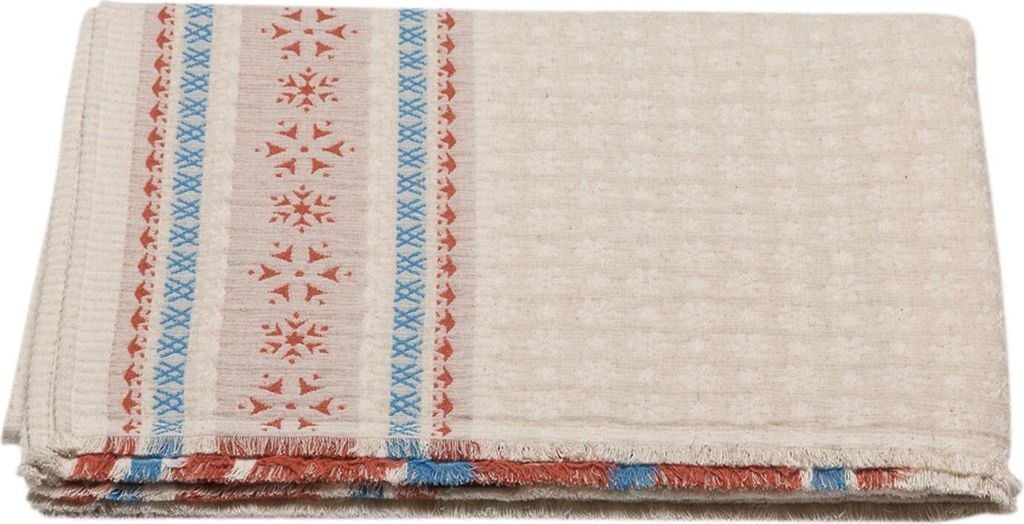 David Fussenegger Wohndecke Lino 'Nordische Bordüre' 135 x 200 cm Terracotta