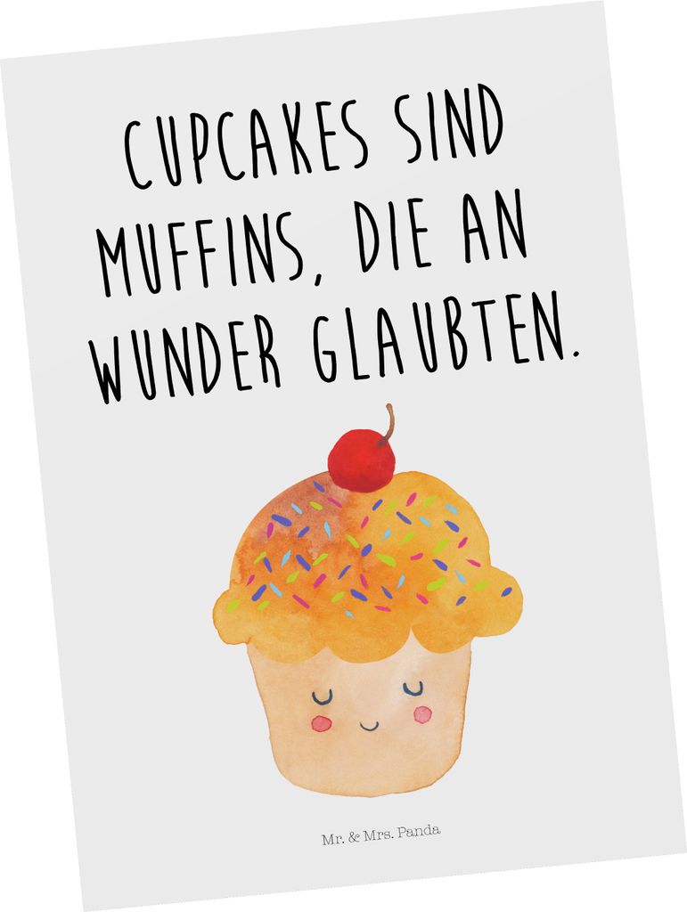 Mr. & Mrs. Panda Postkarte Cupcake - Weiß - Geschenk, Motivation Sprüche, Postkarten, Koch, Küche Deko, Muffin, Ansichtskarte, Lustige, Ansichts...