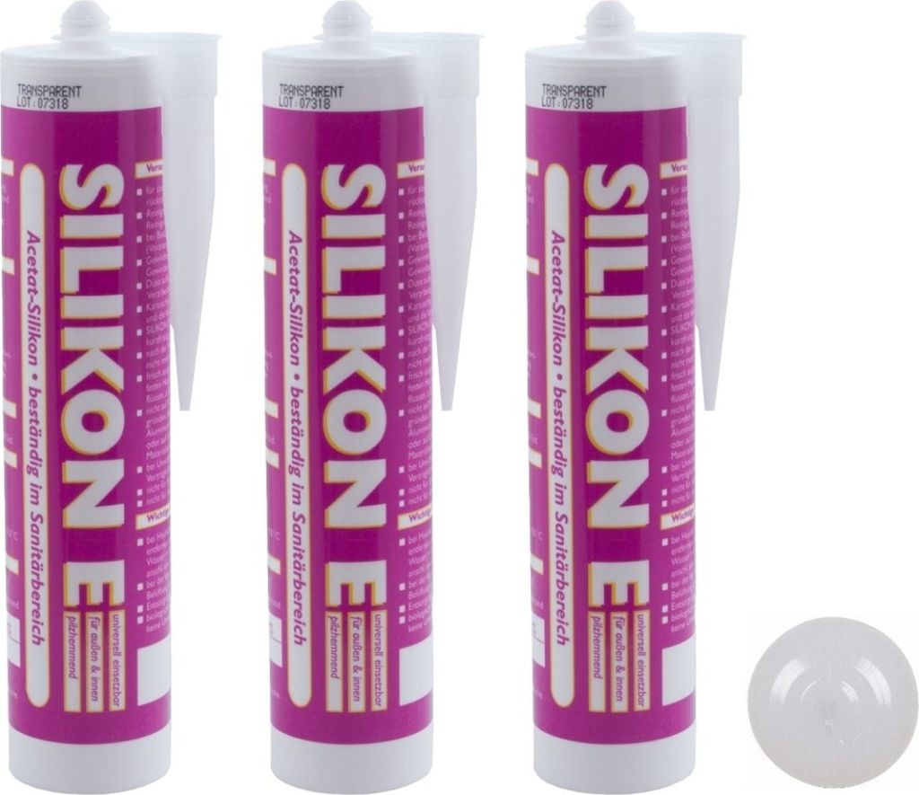 ARLI SET: 3x Silikon 310ml transparent Universal Sanitär Produktbild 