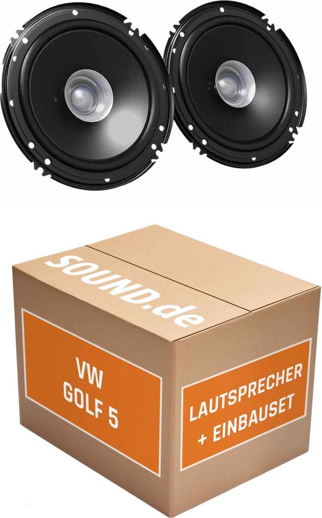 Lautsprecher Boxen Einbaupaket hinten JVC CS-J610X passend für VW Golf V | 2x Tief-Mitteltöner mit integriertem Hochtöner 300W MAX