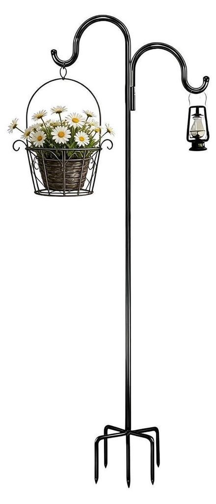 Schäferhaken Garten Doppelhaken 193cm Schmiedeeisen Schwarz Produktbild 