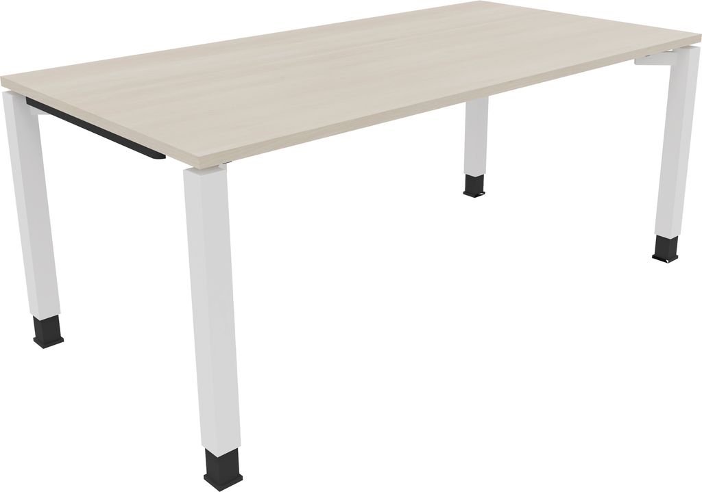 Schreibtisch Vierfuß Quadratrohr B1800xT900xH680-820 ws/Akazie hell