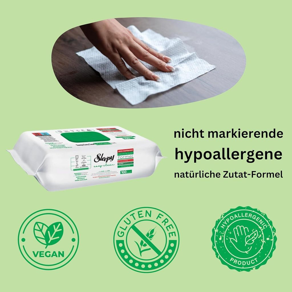 Sleepy Feuchttücher Easy Clean 100 Tücher Grün Reine weiß Produktbild 6