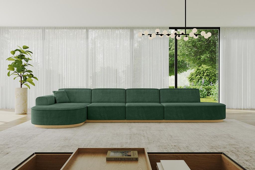 ALTDECOR Ecksofa in L-Form MARI-L3-v2 - 413x171x83 cm Grün - Corner Sofa Bett Eckcouch Couch Wohnlandschaft Cauchsofa