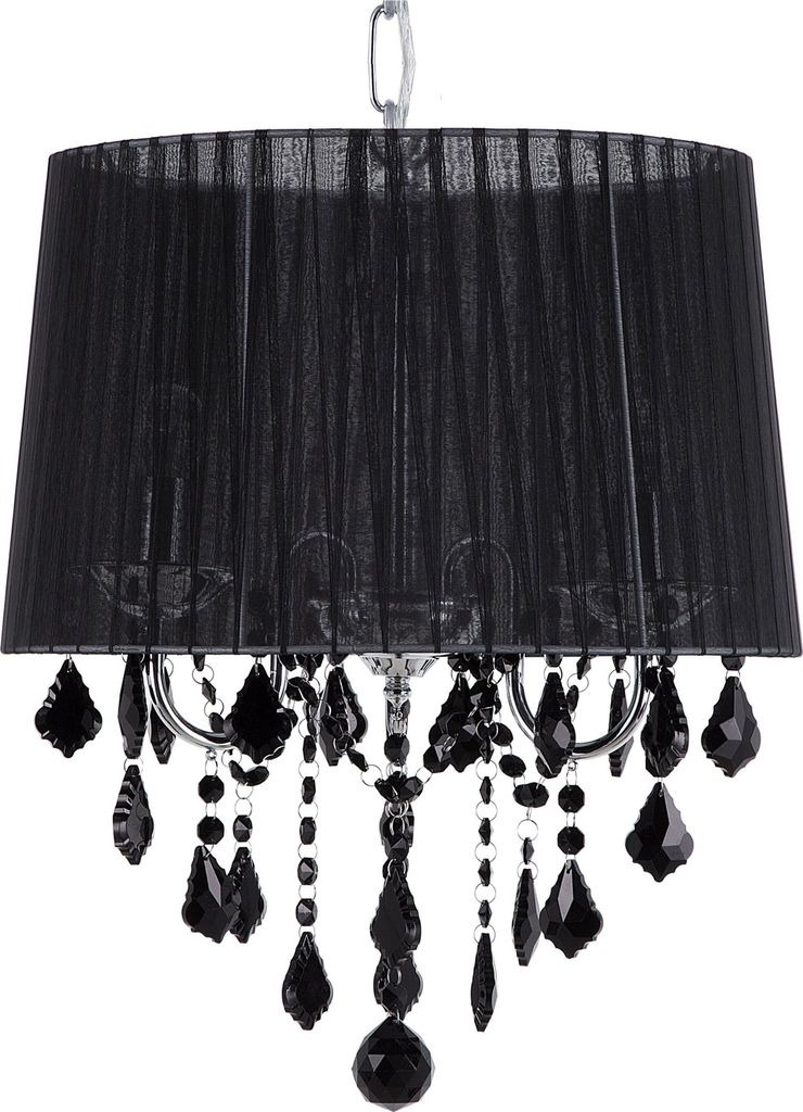 BELIANI Hängeleuchte Schwarz Metall 3-flammig mit Kristallen aus Acrylglas und Stoffschirm Kronleuchter-Optik Glamour Stil
