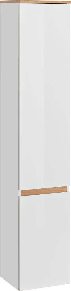 Colonne de Bain Blanche et Chêne Doré 176 cm avec Finition Laquée
