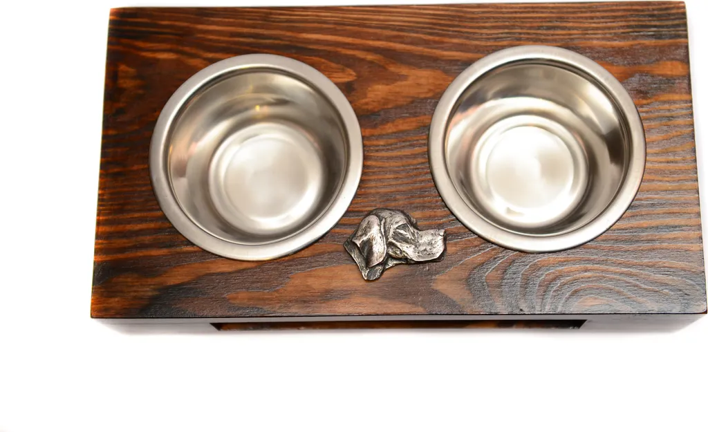 Supporto Ciotole English Pointer Art-Dog: Legno e Acciaio di Lusso
