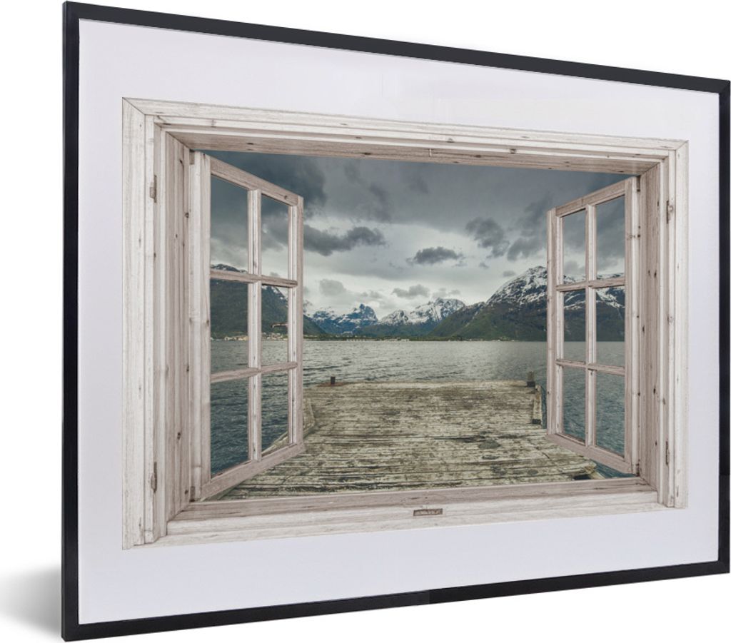 MuchoWow Gerahmtes Poster Ausblick - Gerüstbau - Berg 40x30 cm - Poster mit Schwarzem Bilderrahmen Wandposter Rahmen Foto Bilder - Bilderrahmen ...
