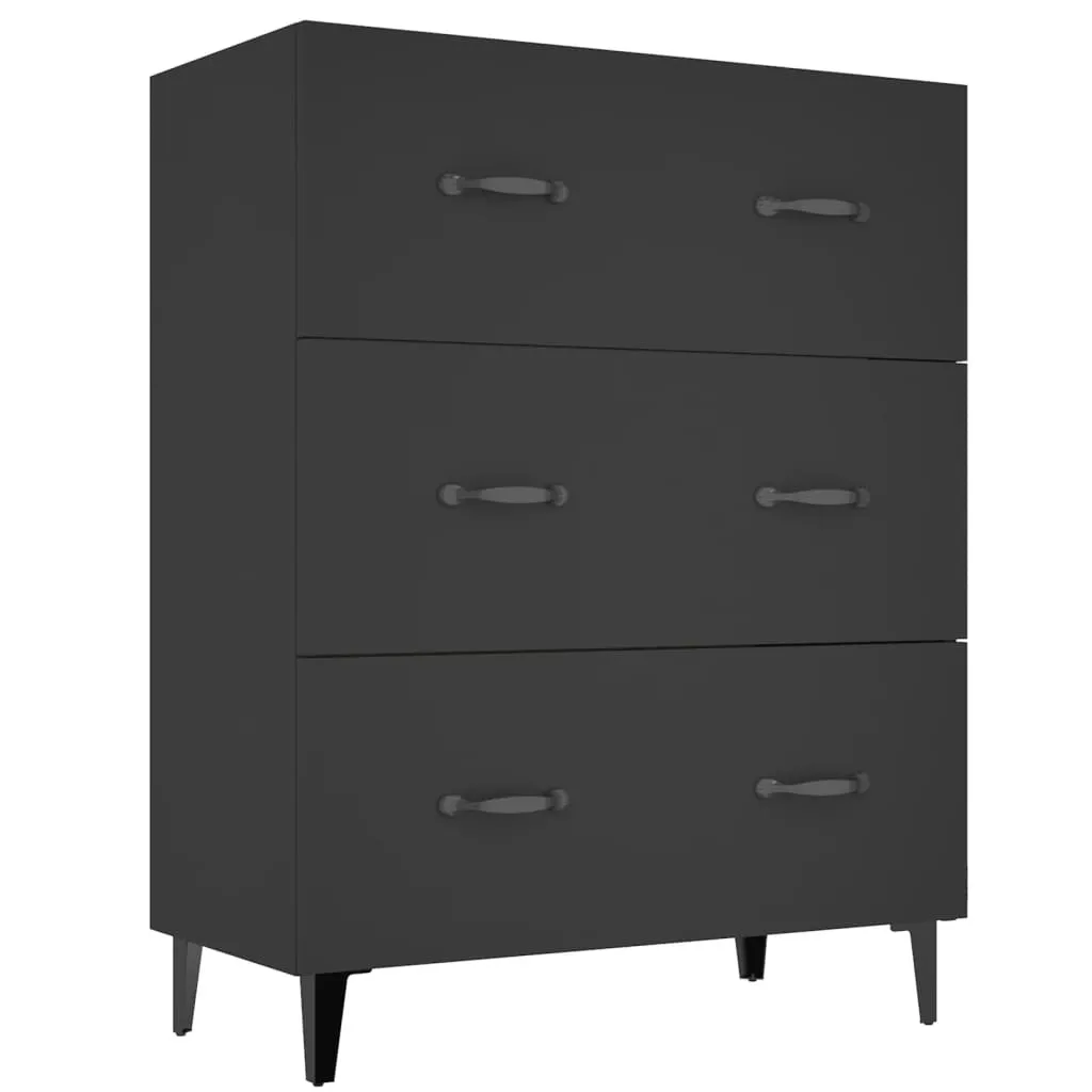 Credenza Nera SYFAX 69,5x34x90 cm - Mobile in Legno Multistrato Robusto