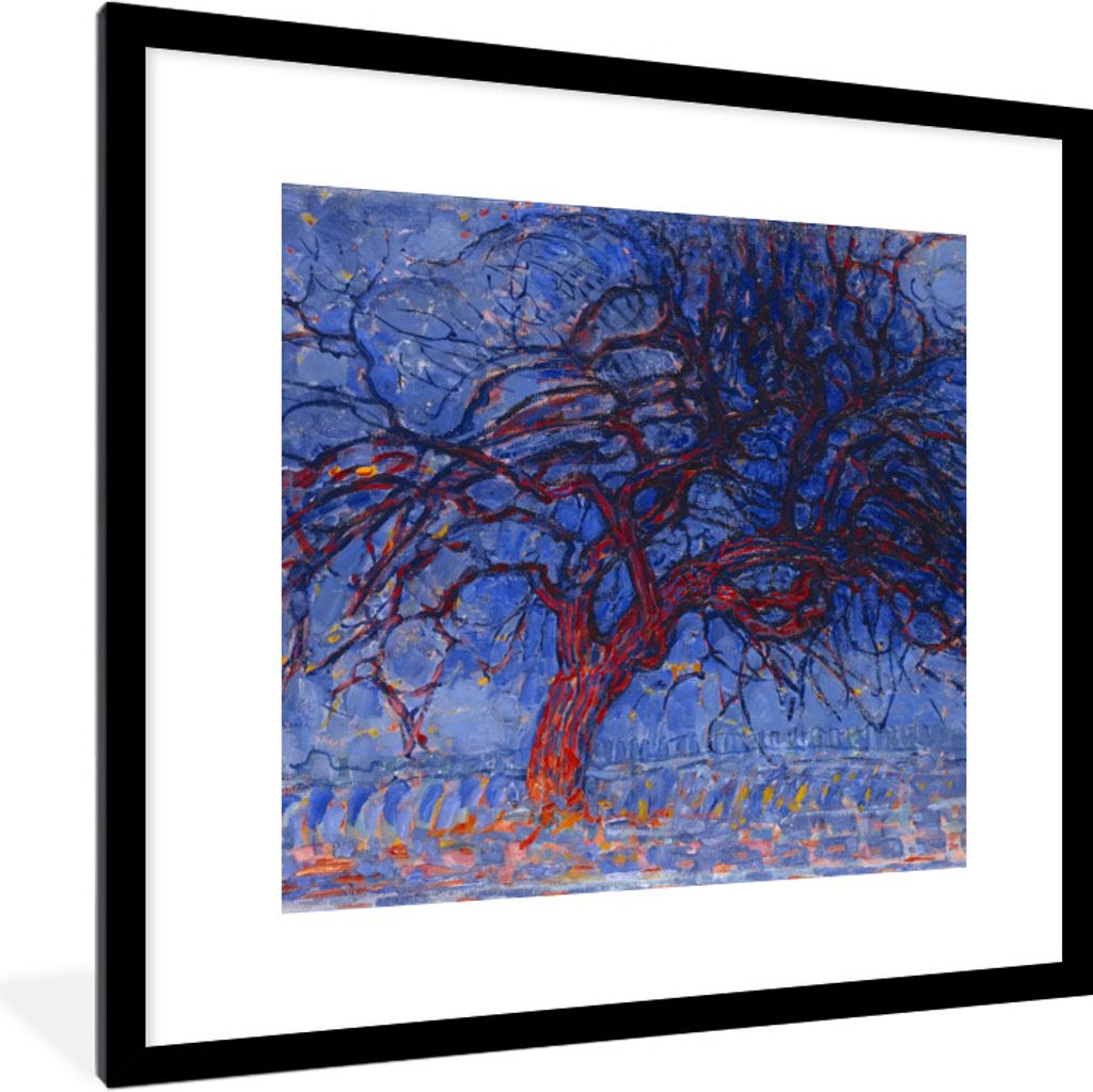MuchoWow Gerahmtes Poster Roter Baum - Piet Mondrian 40x40 cm - Poster mit Schwarzem Bilderrahmen Wandposter Rahmen Foto Bilder - Poster - Plakat...
