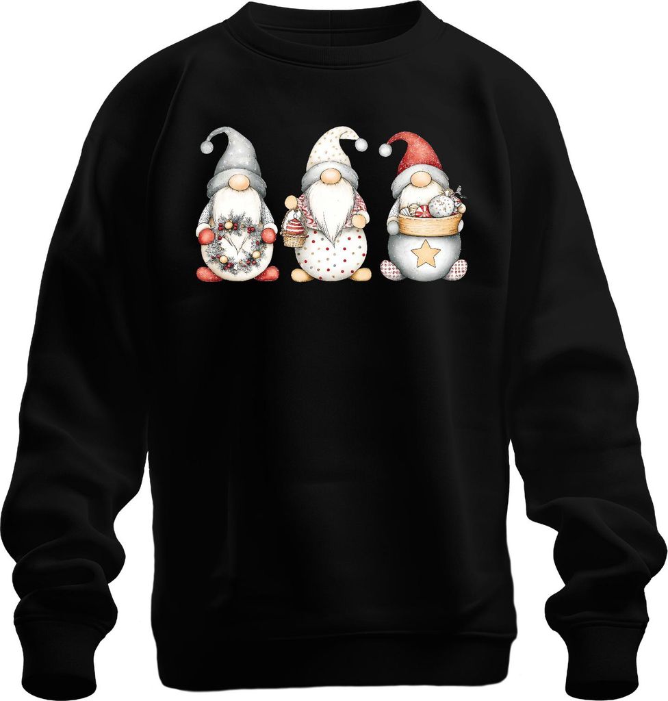 Weihnachtswichtel Gnom Bart niedlich Skandinavisch Weihnachtsdeko Uni Sweatshirt Pullover, Schwarz, M