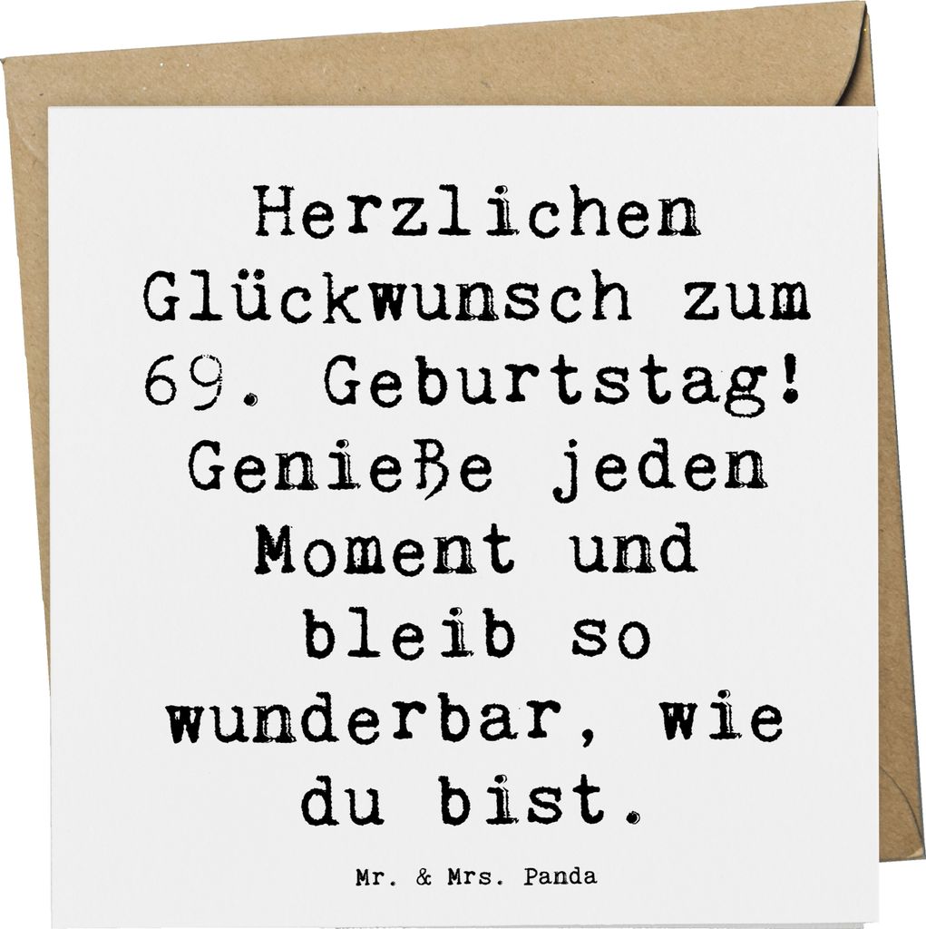 Mr. & Mrs. Panda Grußkarte Spruch 69. Geburtstag Glückwünsche - Weiß - Geschenk, faltkarte, Happy Birthday, Weisheit, anlasskarte, Familie, Kla...