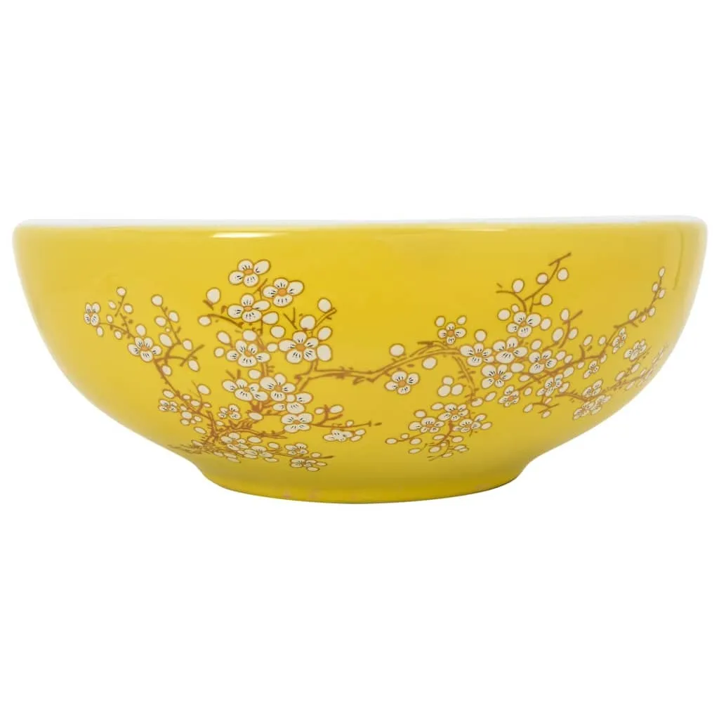 Offerta Lavabo Appoggio Ceramica Gialla Rotondo 41 cm Design Top