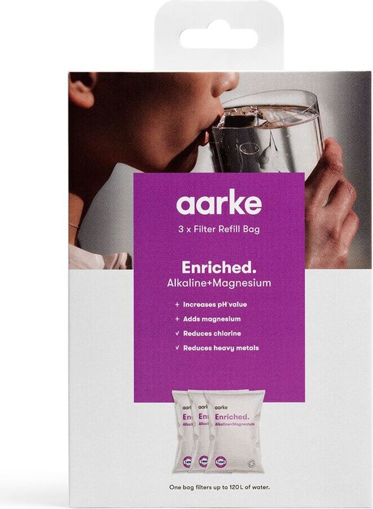 AARKE Wasserfilter Nachfüllbeutel Enriched 3er-Pack für bis zu 3 x 120 L Wasser