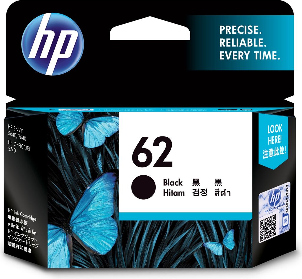 HP 62 Cartouche d'encre noire d'origine, rendement Image du produit 