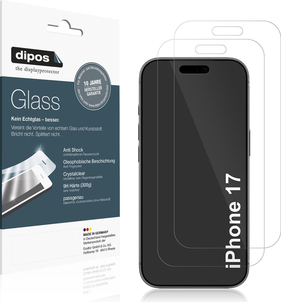 2x Schutzfolie für Apple iPhone 17 - Anti-Shock 9H Folie Produktbild 