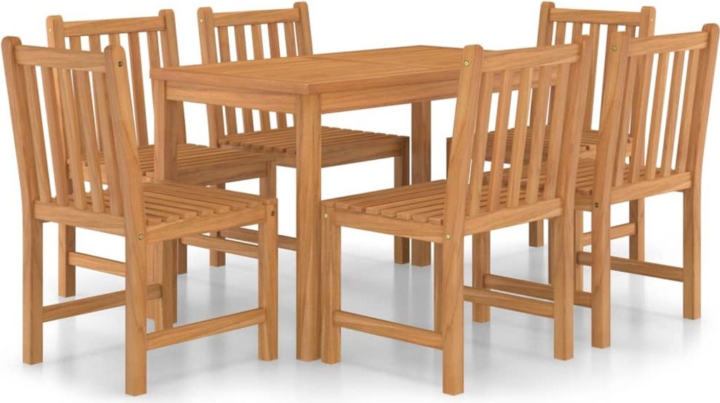 vidaXL 7-teiliges Garten-Ess-Set 120 x 70 cm Massivholz Teak