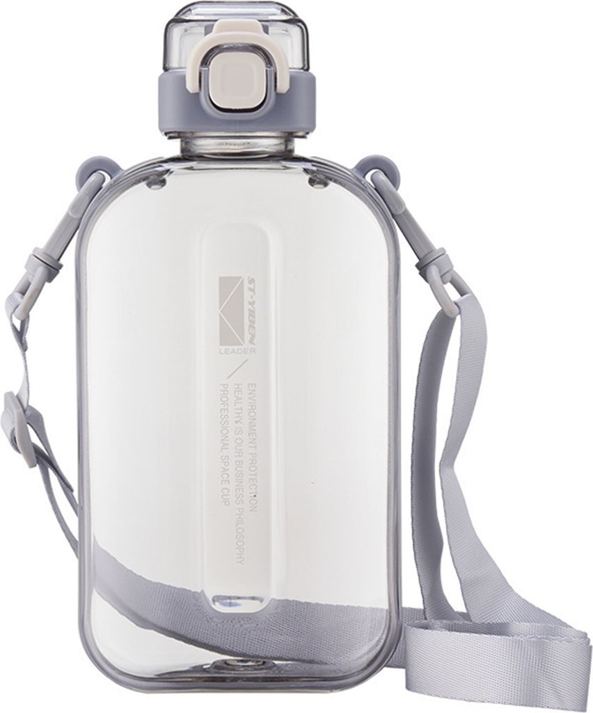 Sport-Wasserflasche mit Trageband, 750 ml, großes Fassungsvermögen, auslaufsicher, BPA-freier Kunststoff-Wasserbecher, tragbares Trinkgeschirr, O...