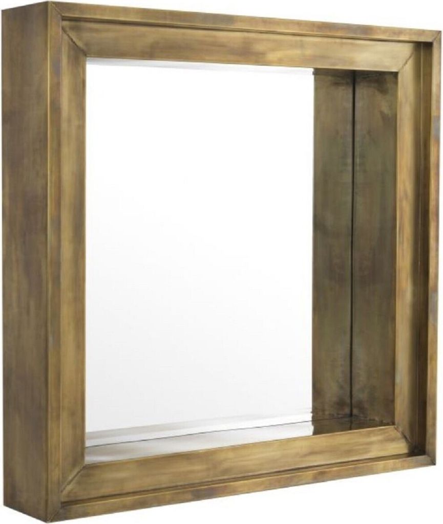 Casa Padrino Luxus Wandspiegel Vintage Messingfarben 100 x 20 x H. 100 cm - Wohnzimmer Spiegel - Schlafzimmer Spiegel - Garderoben Spiegel - Luxus ...