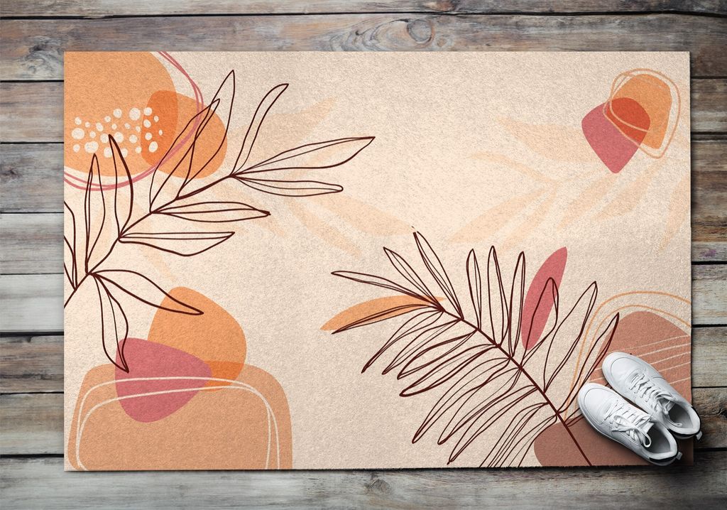 Fußmatte Aussen - Schuhmatte Haustür- Schmutzfangmatte Türvorleger - Outdoor Teppich Schmutzfänger - 150x100 cm - Geometrische Blätter