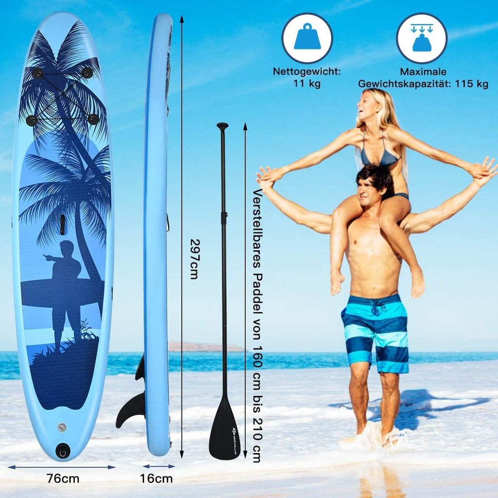 COSTWAY 297x76x16cm Stand up Paddling Board SUP prkno Obrázek produktu 4