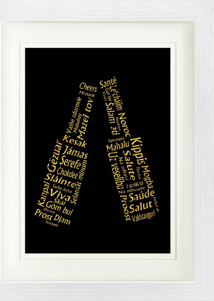 Bier Gerahmtes Bild Mit Edlem Passepartout | Wand-Bilder | Im Bilderrahmen - Wie Sage Ich Prost Auf Der Ganzen Welt (40 x 30 cm)