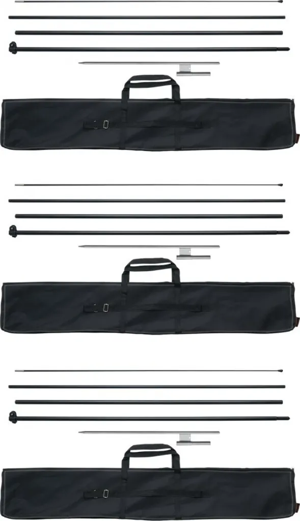 Set de 3 mâts pour drapeaux de 498,5 cm avec piquets de sol robustes