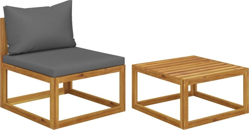Möbel 2-tlg. Garten-Sofagarnitur mit Auflage Massivholz Akazie - Gartensessel 311858