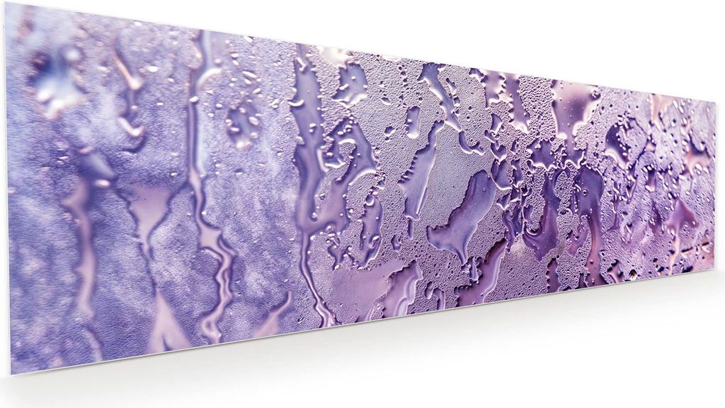 Glasbild 120x40cm in XXL für Wohnzimmer, Schlafzimmer Motiv Rauchige Tropfen