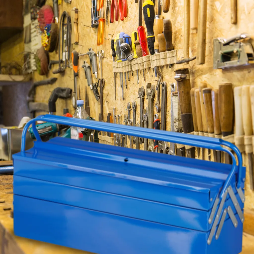 Relaxdays Mallette à outils vide bleu - Coffret de rangement robuste - 5