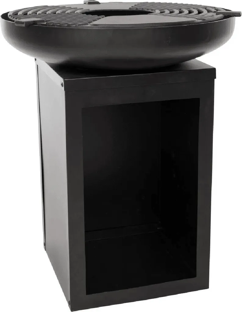 Braséro de Jardin pour Grillades et Cuisine Extérieure avec Range-Bûches