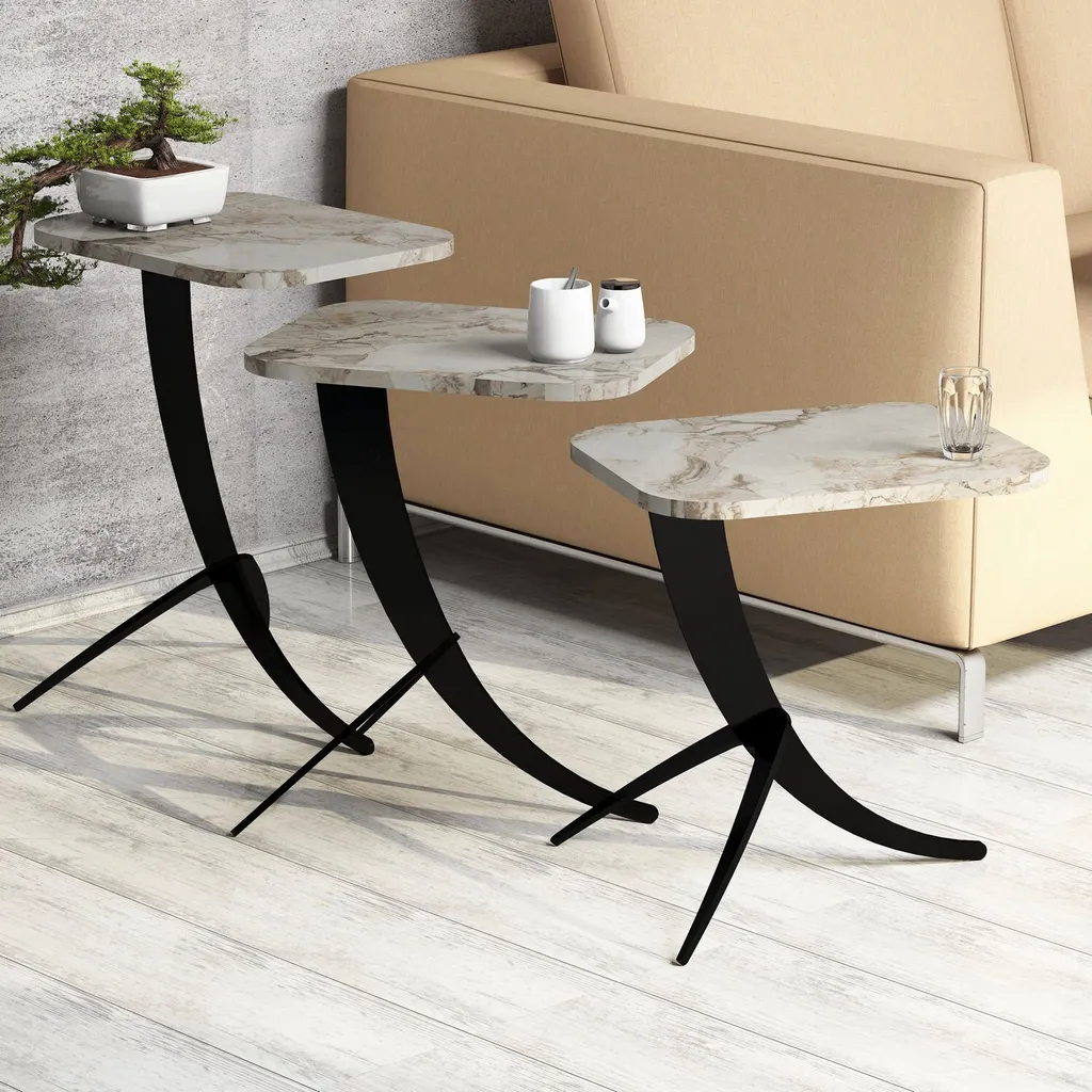 Table d'appoint robuste et facile à nettoyer lot de 3 tables