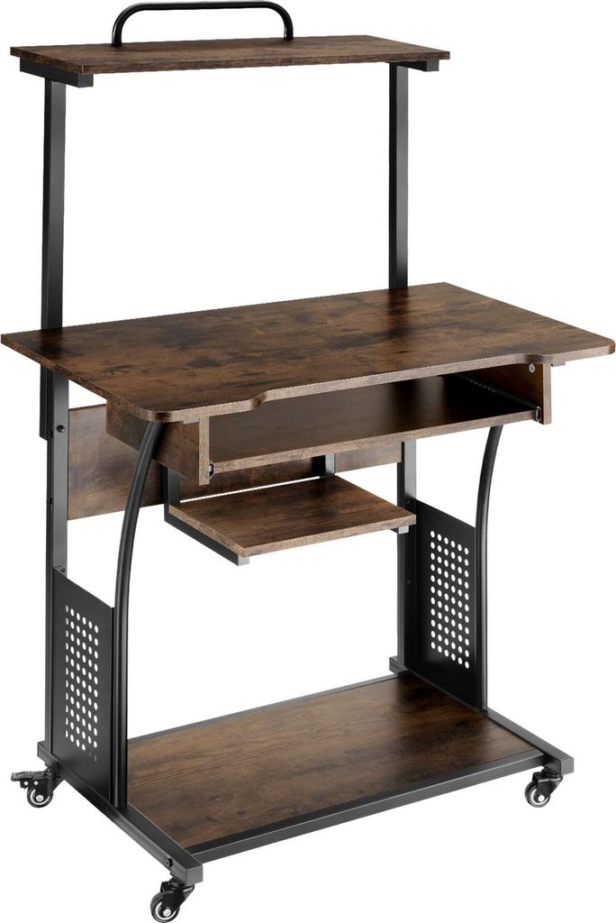 Bureau Fife 80x65,5x130,5cm - Bois foncé industriel, Image du produit 