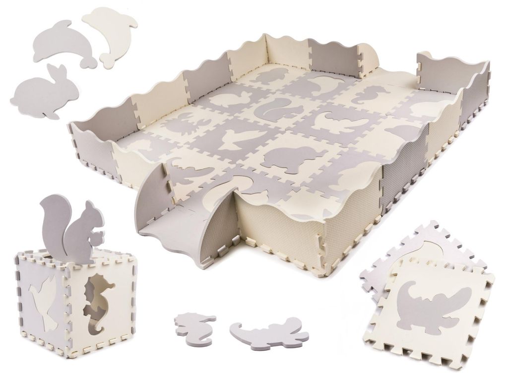 KIK Kontrastné penové puzzle 30 x 30 cm, 36 ks šedá, Obrázok produktu 