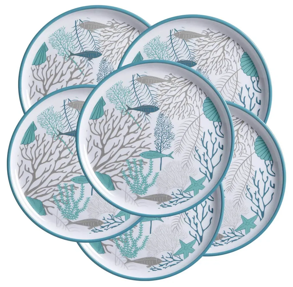 Assiette plate grande taille de 25cm style marin pour camping