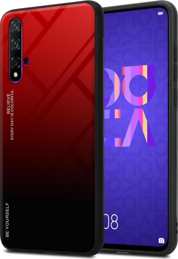 Cadorabo Hülle für Honor 20 / 20S / Huawei NOVA 5T Schutz Hülle in Schwarz Handyhülle TPU Etui Cover Case Tempered Glas
